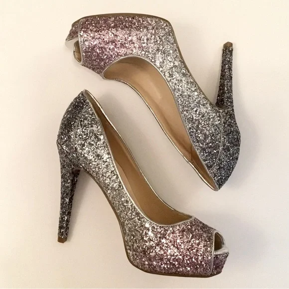 Marc Fisher “Harpley” Glitter Peep Toe Platform Pump - Picture 12 of 13